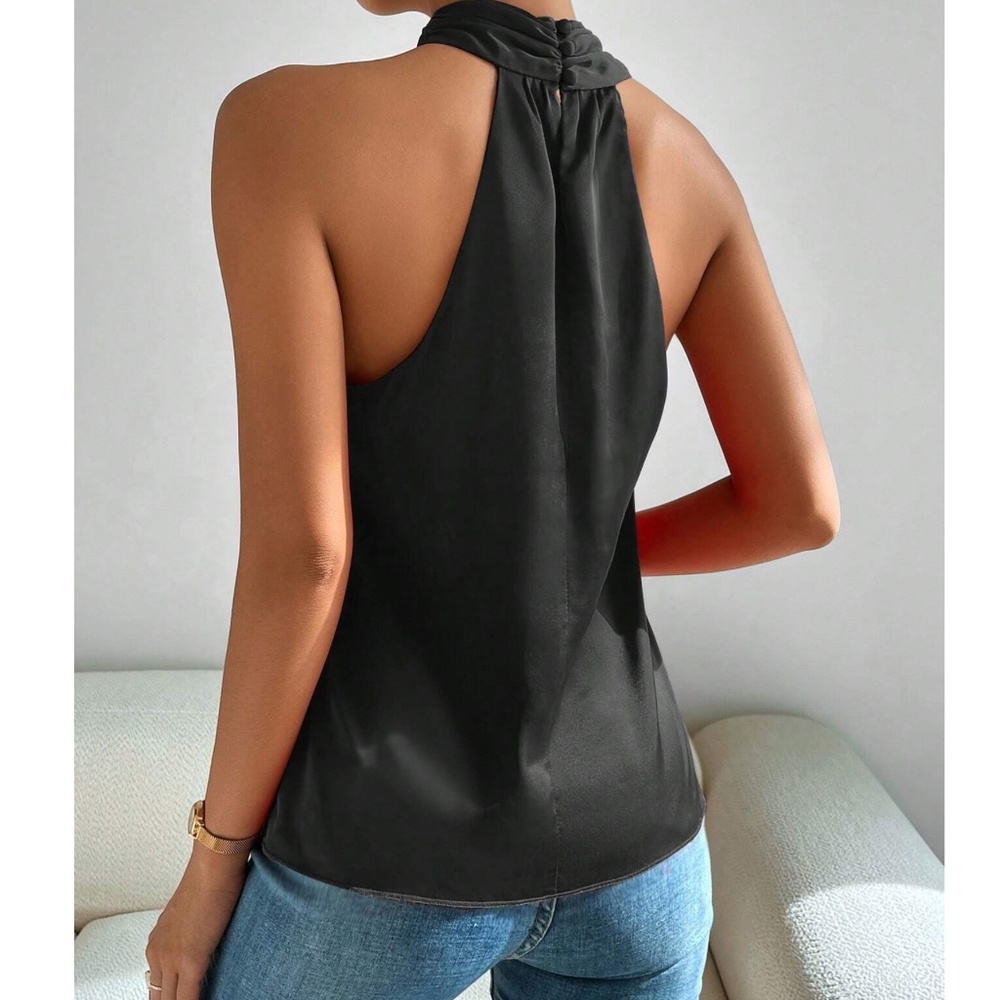 Luxe Satin Halter Tank Top - Picture 5 of 7